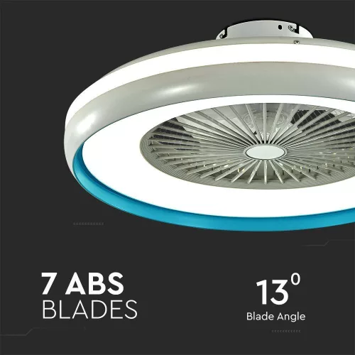 VT-5022 45W Fan With Ceiling Light & Rf Control Cct:3 In 1-Ac Motor-Blue Ring