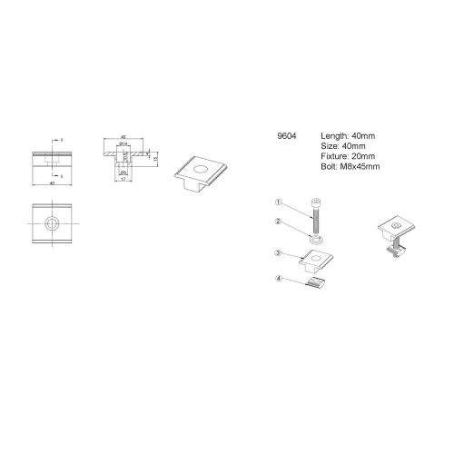 MIDDLE CLAMP FOR SOLAR PANEL 35mm