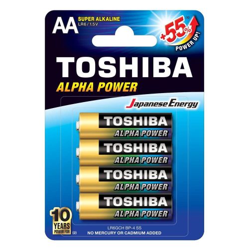 AA (LR6) 1.5 Volt 4 pieces long-lasting battery Alpha Power TOSHIBA