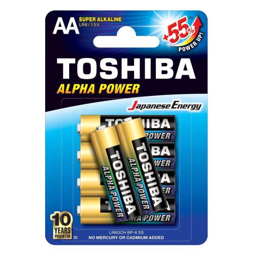 AA (LR6) 1.5 Volt 6 pieces long-lasting battery Alpha Power TOSHIBA