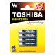 AAA (LR03) 1.5 Volt 4 pieces High Power TOSHIBA
