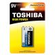 Battery 6LR61, 9 Volt, 1 piece, long-lasting, battery, High Power, TOSHIBA