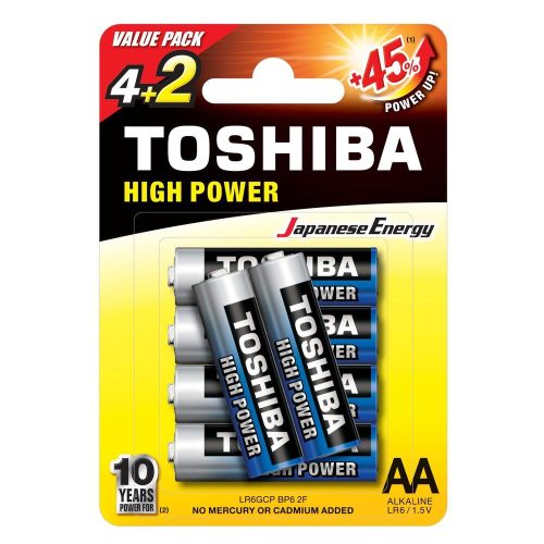 AA (LR6) 1.5 Volt 6 pieces High Power TOSHIBA