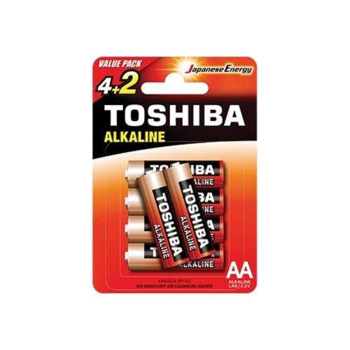 AA (LR6) 1.5 Volt 6 pieces Long-lasting Red Alkaline TOSHIBA