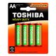 AA (LR6) 1.5 Volt 4 pieces , long-lasting , battery , Heavy Duty , TOSHIBA