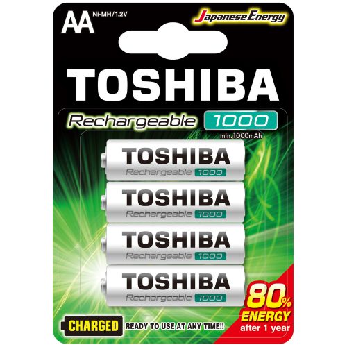 AA (LR6) 1.2 Volt 4 pieces 1000mAh High Power TOSHIBA