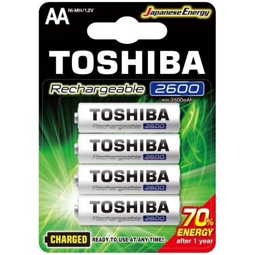 AA (LR6) 1.2 Volt 4 pieces 2500mAh High Power TOSHIBA