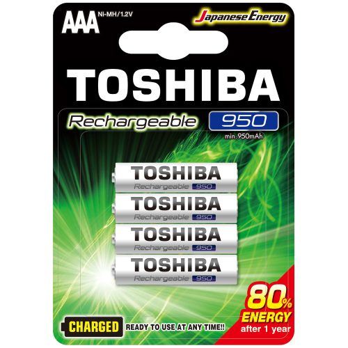 AAA (LR03) 1.2 Volt 4 pieces long-lasting rechargeable battery High Power TOSHIBA