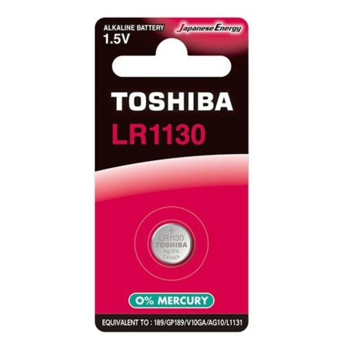 Button cell battery LR113, flat cell, 1.5 Volt, 1 piece, long-lasting, battery, mercury-free, TOSHIBA