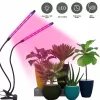 Plant growing LED lamp, 2 arms, 8 Watt, USB, pinchable, dimmable, timeable, IP44