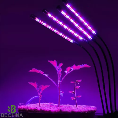 Plant growing LED lamp, 4 arms, 15 Watt, USB, pinchable, dimmable, timeable, IP44