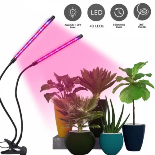 Plant growing LED lamp, 1 arm, 7 Watt, USB, pinchable, dimmable, timeable, IP44