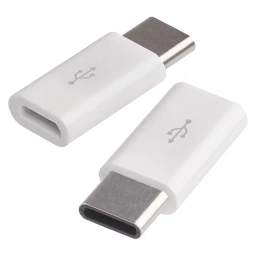 Adapter micro USB-B 2.0 / USB-C 2.0, white, 2 pcs