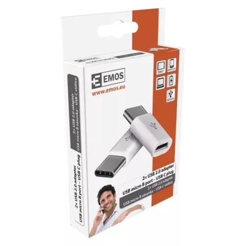 Adapter micro USB-B 2.0 / USB-C 2.0, white, 2 pcs