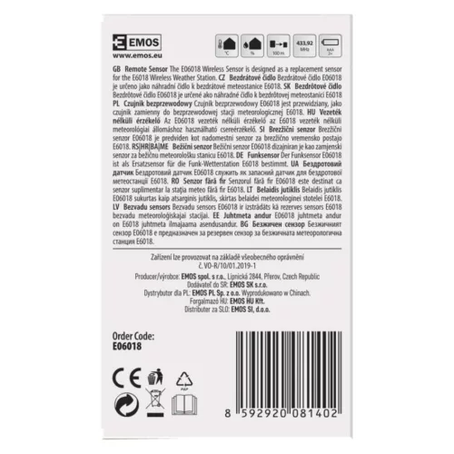 EMOS Wireless sensor E06018, E6016