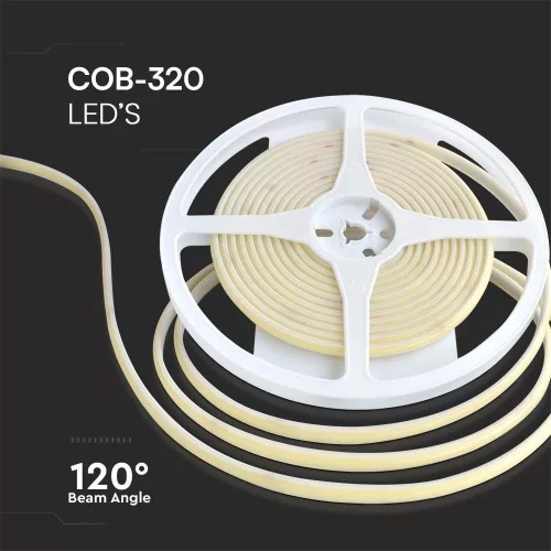 5 meters LED strip, outdoor, 24 Volt DC, COB, 320 LED/m, DOTLESS, 10 W/m, blue, IP67