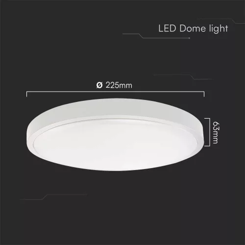VT-8618-N 18W Led Dome Light 3000K Round White Frame Ip44