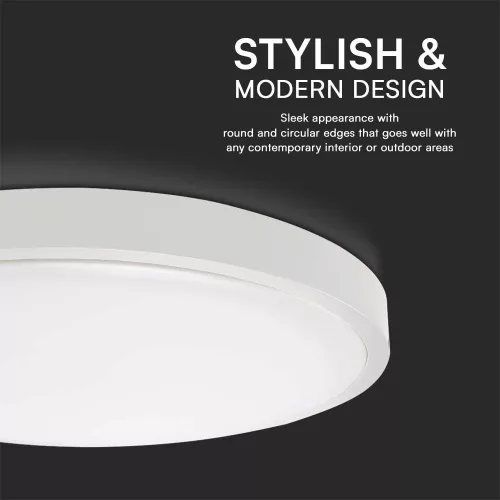 VT-8618-N 18W Led Dome Light 4000K Round White Frame Ip44