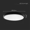 VT-8618 18W Led Dome Light 3000K Round Black Frame Ip44
