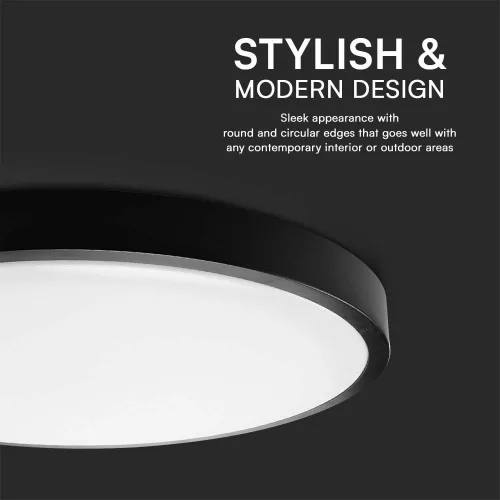 VT-8618 18W Led Dome Light 4000K Round Black Frame Ip44