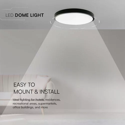 VT-8618 18W Led Dome Light 4000K Round Black Frame Ip44