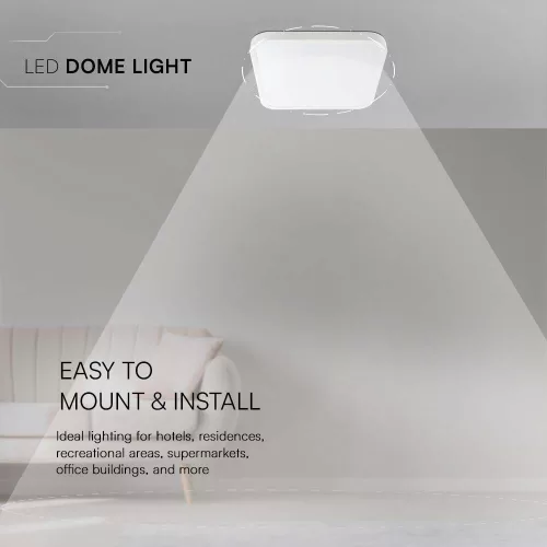 VT-8618-N 18W Led Dome Light 3000K Square White Frame Ip44