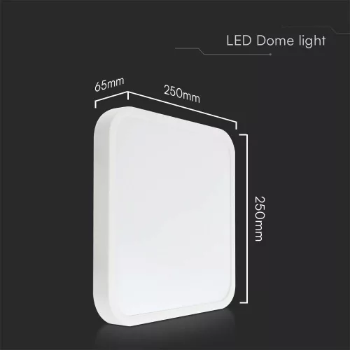 VT-8618-N 18W Led Dome Light 6500K Square White Frame Ip44