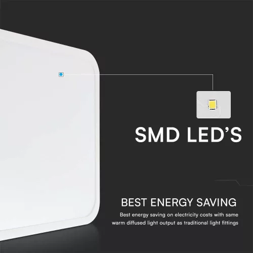 VT-8618-N 18W Led Dome Light 6500K Square White Frame Ip44