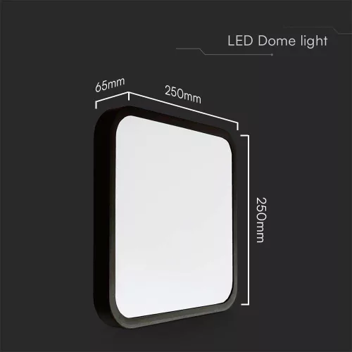 VT-8618 18W Led Dome Light 4000K Square Black Frame Ip44