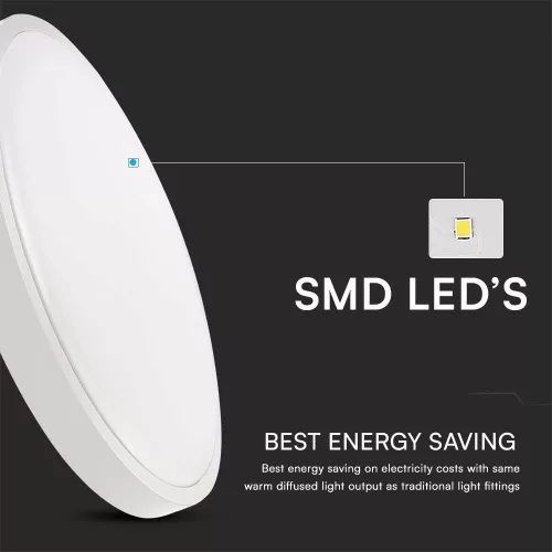 VT-8624-N 24W Led Dome Light 3000K Round White Frame Ip44