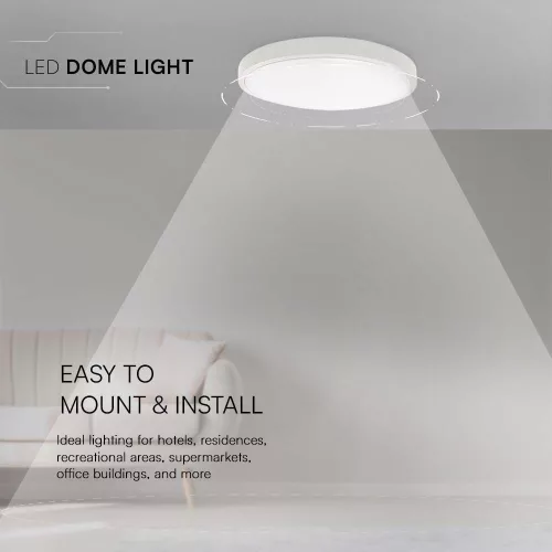 VT-8624-N 24W Led Dome Light 3000K Round White Frame Ip44