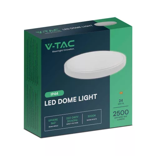 VT-8624-N 24W Led Dome Light 4000K Round White Frame Ip44