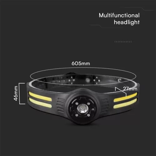 VT-9901 3W Smd + 5W Cob Silicon Head Light With Belt Rechargeable Ip43