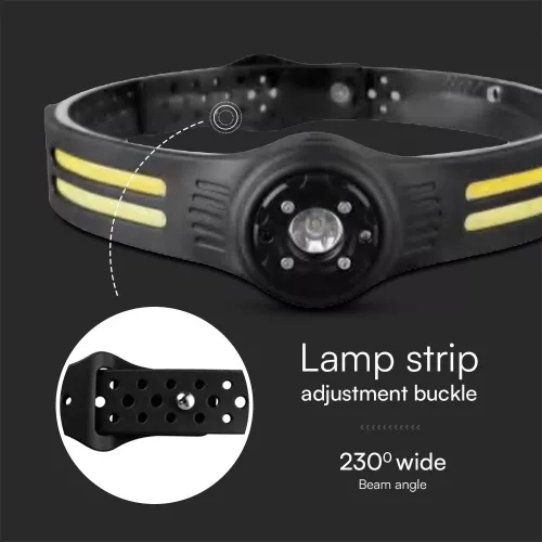 VT-9901 3W Smd + 5W Cob Silicon Head Light With Belt Rechargeable Ip43