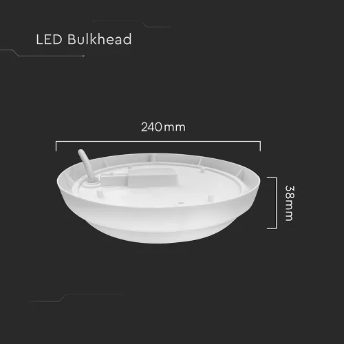 VT-80024 24W Led Bulkhead 240Mm 3000K Ip54