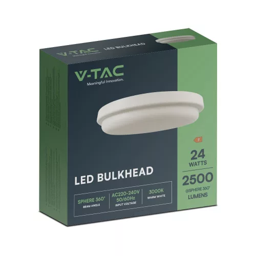 VT-80024 24W Led Bulkhead 240Mm 3000K Ip54