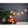Fényfüzér piros hópihe 3AA 10LED 1,3m