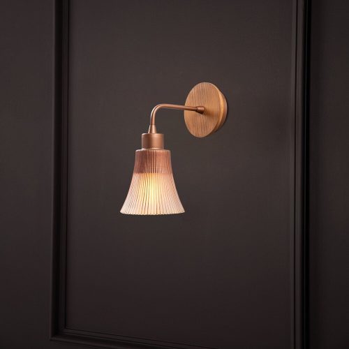 Modern Copper Wall Lamp, Metal & Glass, 28 cm Height