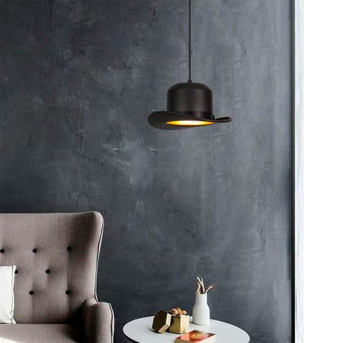 Modern Black Chandelier, 30 cm, Metal Body, E27 Socket