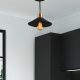Modern Black Chandelier, 24 cm, Metal Body, E27 Socket