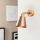 Industrial Copper Wall Lamp, Metal & Wooden Base, 14cm