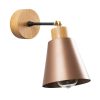 Industrial Copper Wall Lamp, Metal & Wooden Base, 14cm