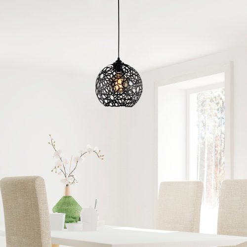 Modern Black Chandelier, Iron Body, Adjustable Height