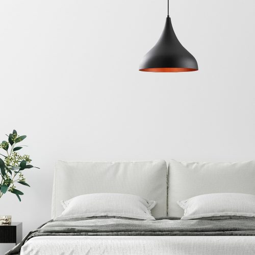 Modern Black Chandelier, Metal Body, 41 cm Diameter
