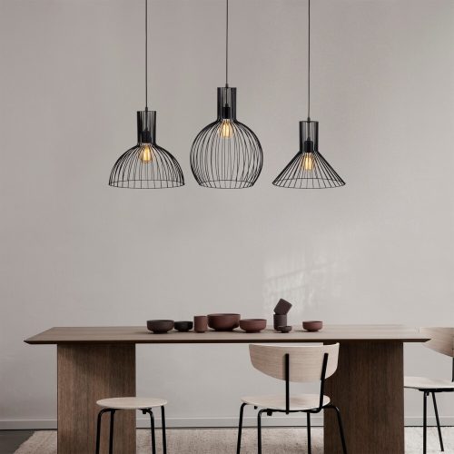 Modern Black Chandelier, Iron Body, Adjustable Height