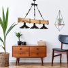 Rustic Chandelier, Walnut & Black, Adjustable Height, 75 cm