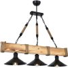 Rustic Chandelier, Walnut & Black, Adjustable Height, 75 cm