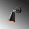 Industrial Wall Lamp, Black & Gold, E27 Socket, 10x26cm