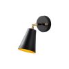 Industrial Wall Lamp, Black & Gold, E27 Socket, 10x26cm