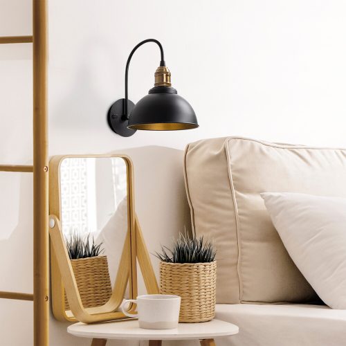 Bohemian Industrial Wall Lamp, Black & Antique, 36 cm